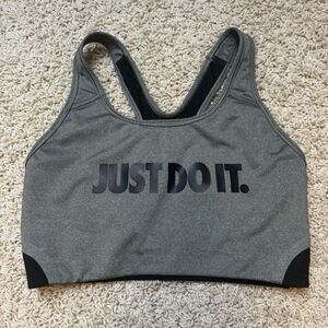 Nike pro sports bra size medium grey black logo